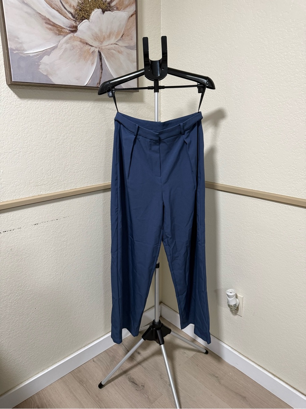 Commense Blue Wrap Top Pleated Wide Leg Pants Set M | Corporate Chic - Picture 6 of 6